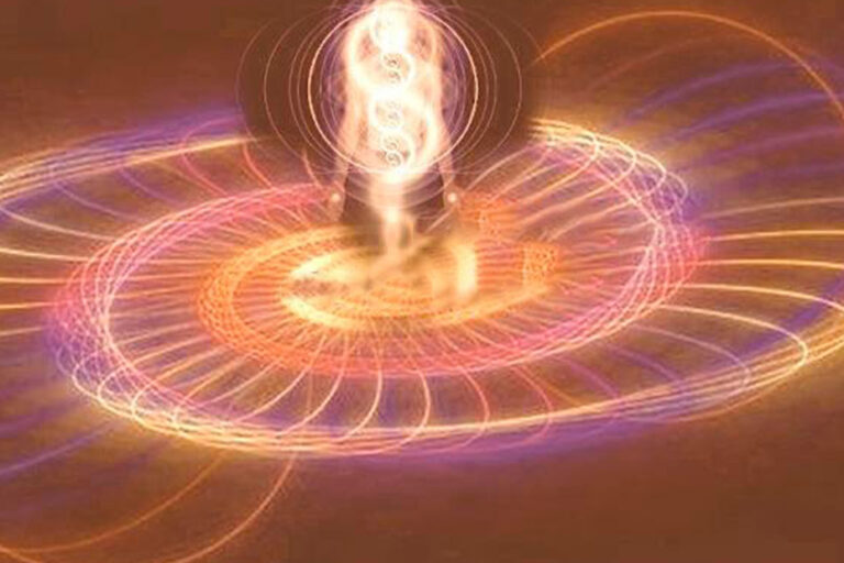 homem envolto em campo energético